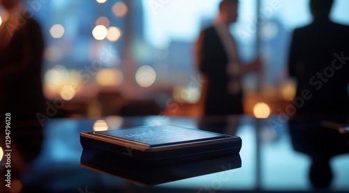 Wallpaper Mural Business team discussing financial graphs and charts in an office setting, symbolizing corporate discussions. A device on a table Torontodigital.ca