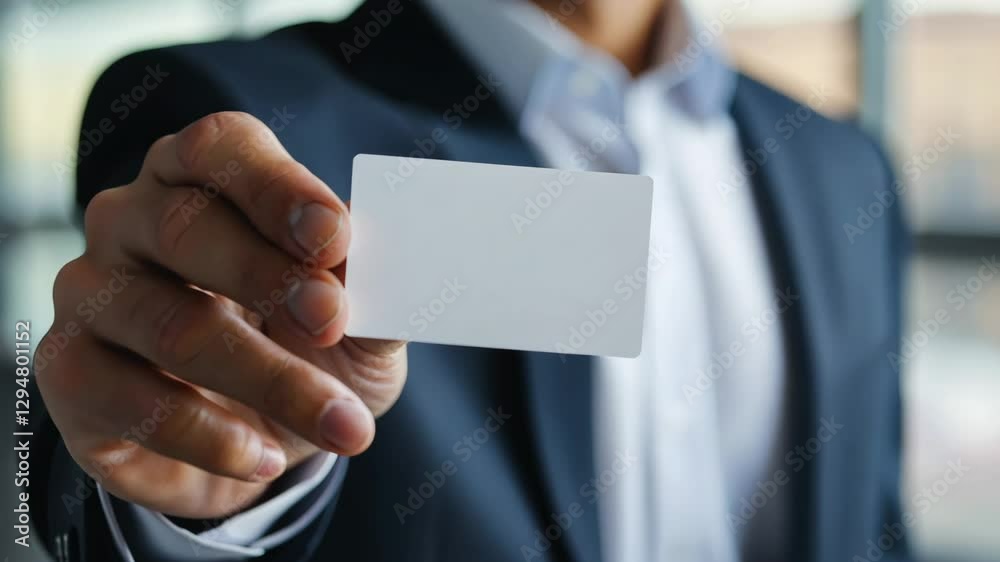 Freelancer holding a business card close-up for networking opportunities Freelancer holding a business card close-up for networking opportunities