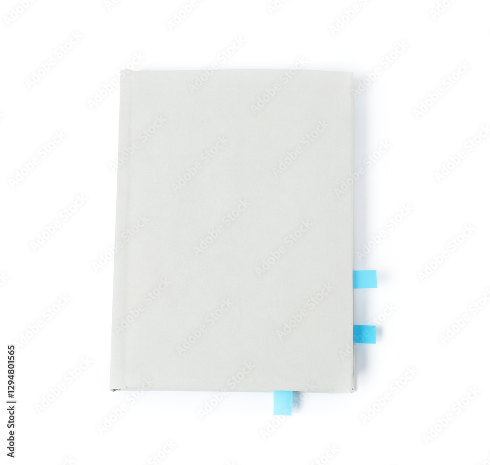 Book with colorful tabs isolated on white, top view Book with colorful tabs isolated on white, top view