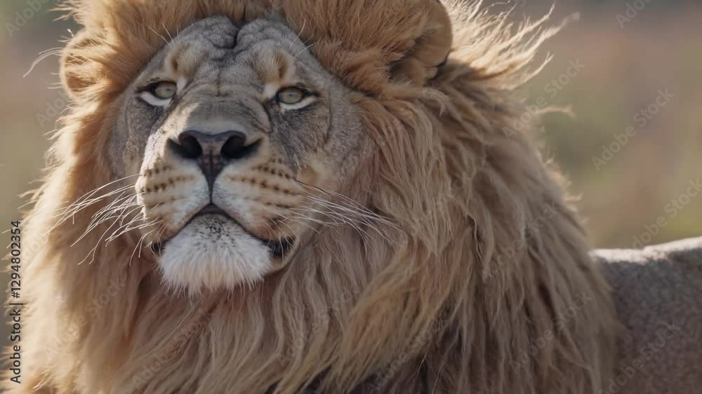 Majestic Lion's Mane Close-Up in Natural Habitat Revealing Texture Majestic Lion's Mane Close-Up in Natural Habitat Revealing Texture