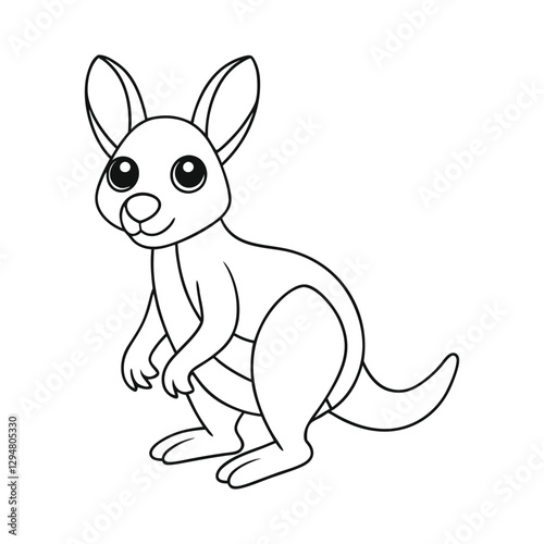 Coloring page kangaroo vector illustration