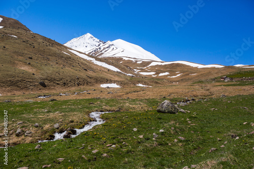 stream in Caucasus Mountains. Karachay-Cherkessia, Russia