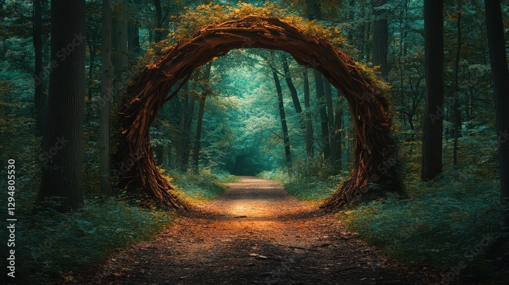 Obraz premium Enchanting woodland archway in mysterious forest pathway