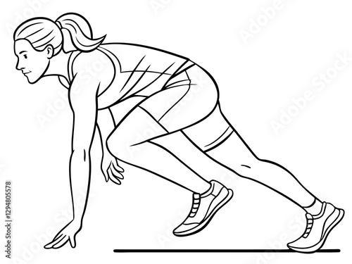 Powerful Female Sprinter Vector Art for Sports Enthusiasts