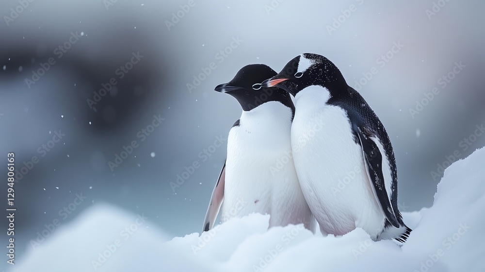 Fototapeta premium A flock of beautiful young penguins