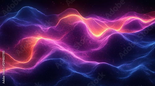 Vibrant Abstract Waves of Neon Light on Dark Background Design