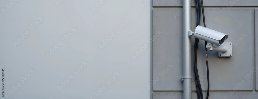 Security camera mounted on a wall with copy space for a security system concept
Security camera mounted on a wall with copy space for a security system concept