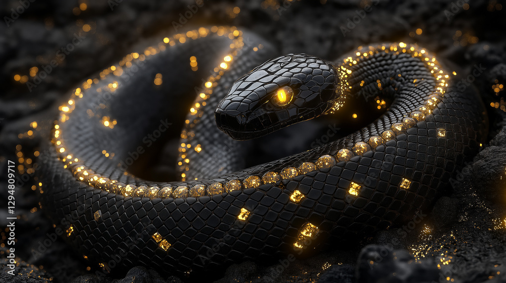 Fototapeta premium Black snake head 