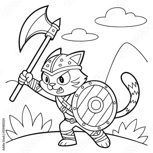 Cute Viking Cat Warrior