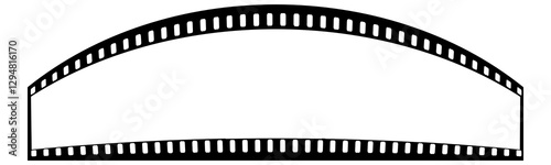 Arc Upper Shape Blank Film Strip, videography elements, cinema reel. Filmstrip without frames representing photography and film concepts isolated transparent background