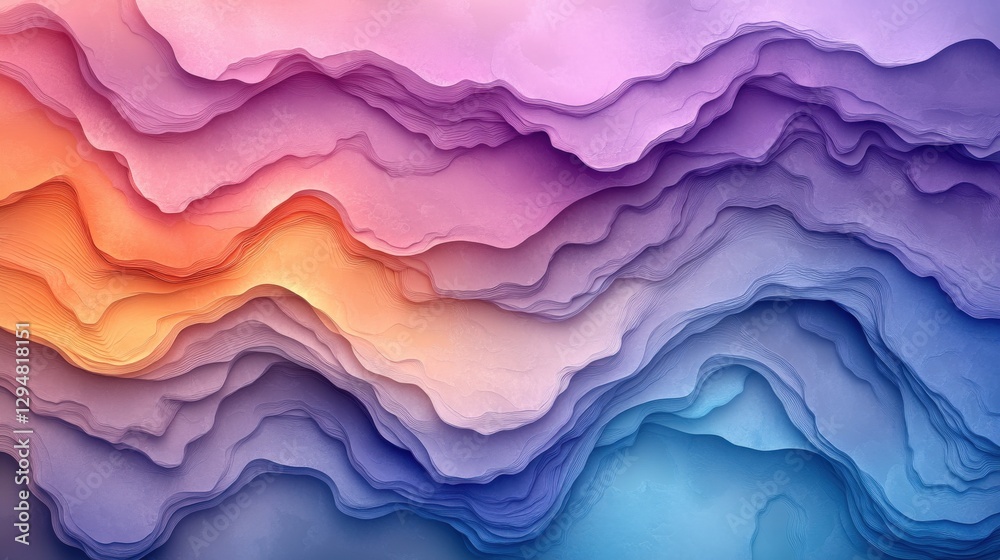 Obraz premium Colorful Layered Abstract Background with Smooth Wavy Patterns