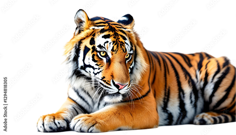 Obraz premium Realistic Illustration - Majestic Tiger Resting