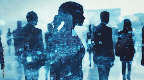 Wallpaper Mural Creative silhouettes with vibrant digital overlays image Torontodigital.ca