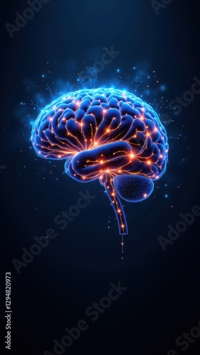 Wallpaper Mural Illustration of a human brain with digital elements to represent artificial general intelligence, suggesting advanced cognitive capabilities. Torontodigital.ca