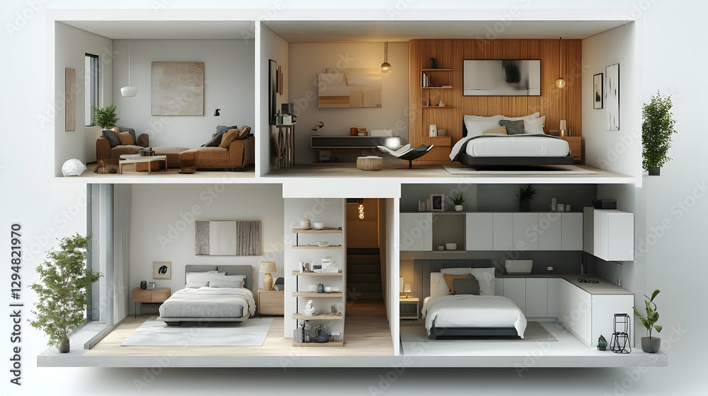 Miniature Modern Duplex Apartment Layout Miniature Modern Duplex Apartment Layout