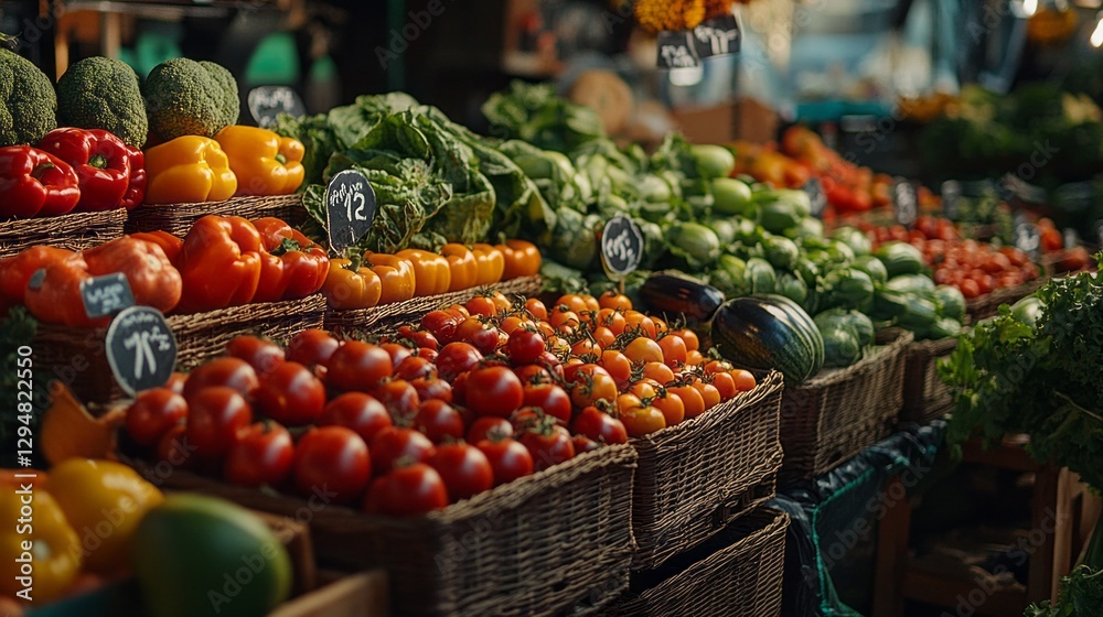 Fresh vegetables in a farmer's market stand showcase a vibrant array of colors and textures. Customers can enjoy organic produce while supporting local farmers in a lively atmosphere Fresh vegetables in a farmer's market stand showcase a vibrant array of colors and textures. Customers can enjoy organic produce while supporting local farmers in a lively atmosphere