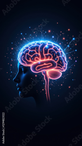 Wallpaper Mural "This image depicts artificial general intelligence with a visual metaphor of a human brain firing off bursts of energy into a dark background, symbolizing its immense power and potential." Torontodigital.ca