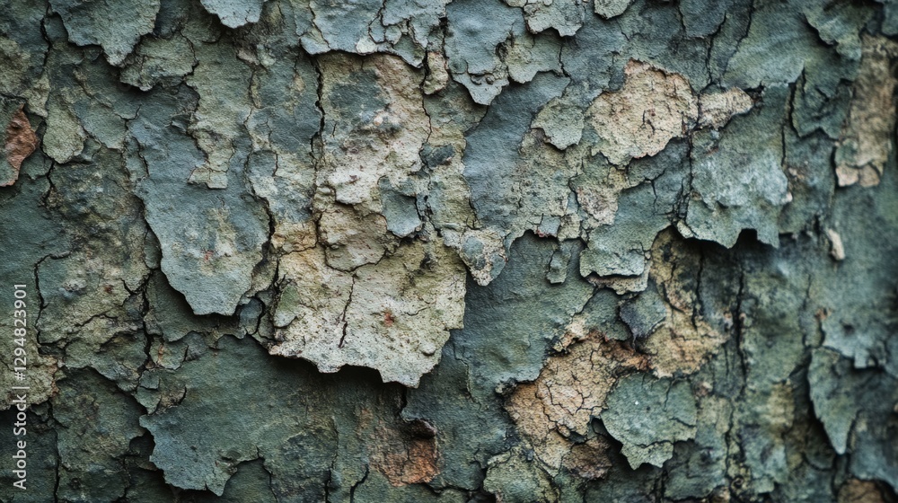 Close-up of cracked and peeling green paint on a weathered surface Close-up of cracked and peeling green paint on a weathered surface