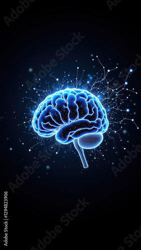 Wallpaper Mural An illustration of a human brain with digital particles suggesting artificial intelligence or mental power. Torontodigital.ca