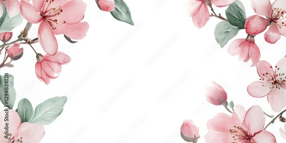 Ultra realistic floral invitation mockup with delicate cherry blossoms for elegant event design Ultra realistic floral invitation mockup with delicate cherry blossoms for elegant event design