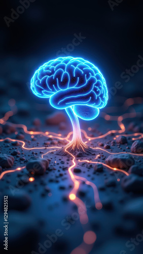 Wallpaper Mural A creative illustration symbolizing the emergence of artificial general intelligence from a digital seedling. Torontodigital.ca