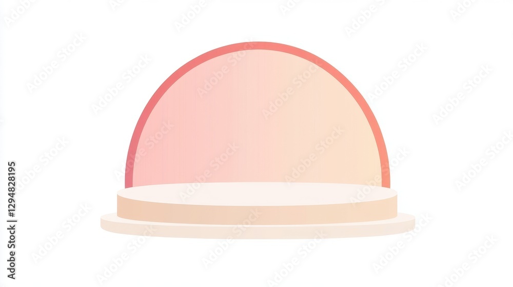 Elegant Pastel Pink and White Product Display Stand with a Half-Circle Background Elegant Pastel Pink and White Product Display Stand with a Half-Circle Background