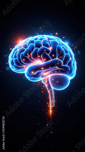 Wallpaper Mural Illustration of an artificial brain with a fiery explosion emanating from its center, symbolizing Artificial General Intelligence's explosive potential for innovation and transformation. Torontodigital.ca