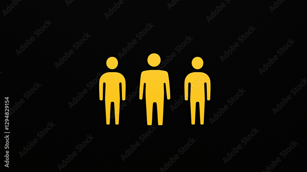 Silhouette Trio: A simple yet impactful graphic featuring three yellow human silhouettes against a stark background, embodying concepts of unity and collective identity. Silhouette Trio: A simple yet impactful graphic featuring three yellow human silhouettes against a stark background, embodying concepts of unity and collective identity.