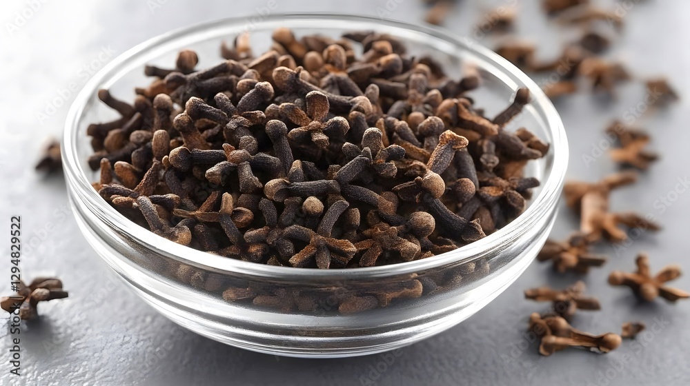 Fototapeta premium Close-up Aromatic Cloves in Glass Bowl Spice