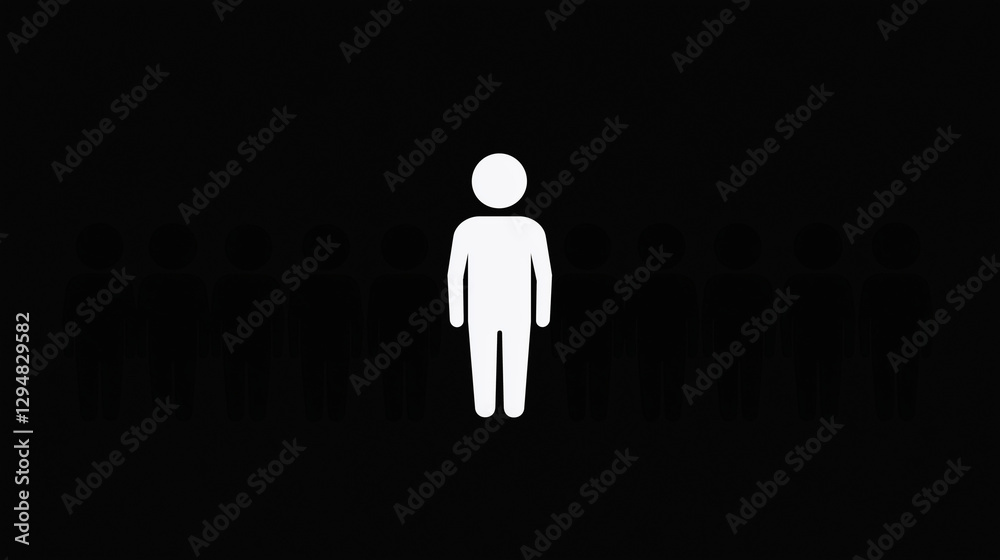 Einfache menschliche Figur steht im Kontrast zu schwarzem Hintergrund
Einfache menschliche Figur steht im Kontrast zu schwarzem Hintergrund