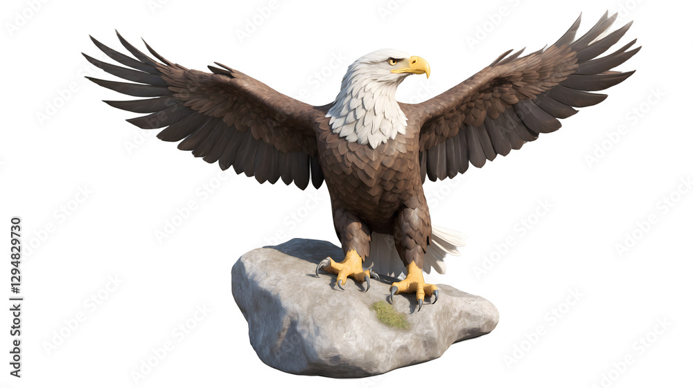 Obraz premium Eagle with Wings Spread on Rock