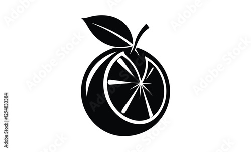 Orange silhouette, fruit vector set, citrus slice icon
