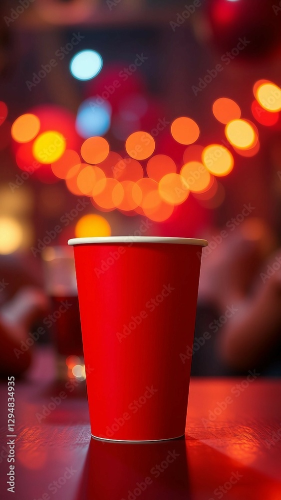 Red paper cup for drink in a party on isolated background with clipping path vertical Red paper cup for drink in a party on isolated background with clipping path vertical