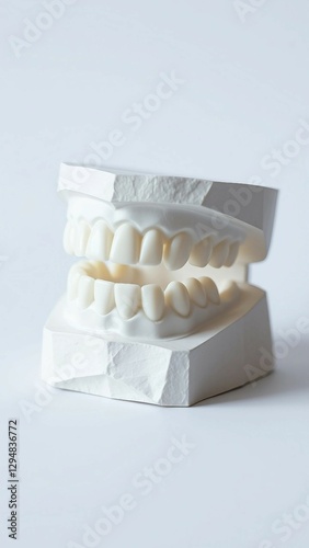 Dental gypsum model of teeth isolated on white background Template of teeth made from plaster Clippi photo