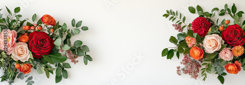 A vibrant arrangement of colorful flowers on a light background, perfect for decoration.