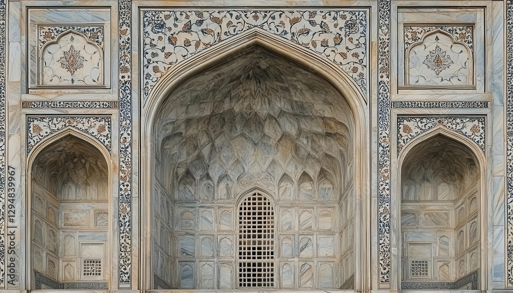 Obraz premium A close-up of the intricate details of the Taj Mahal, Travel, Photography, Soft and detailed