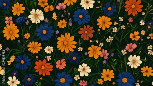 Wallpaper Mural Beautiful colorful wild flowers in Spring. Torontodigital.ca