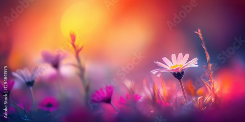 Beautiful colorful wild flowers in Spring.
