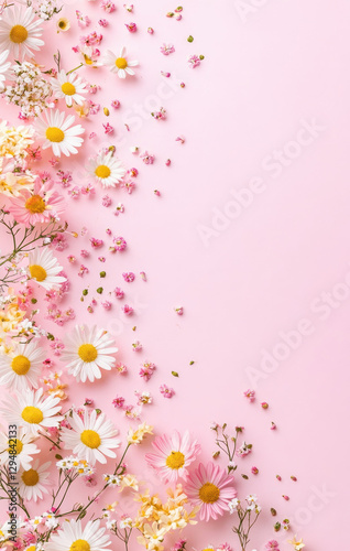 A vibrant arrangement of flowers on a pink background, perfect for decoration or design.