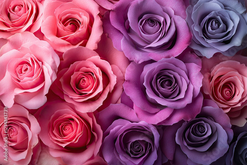 A vibrant arrangement of pink and purple roses, showcasing their beauty and elegance.