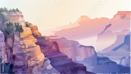 Pastel Watercolor Canyon  .eps
