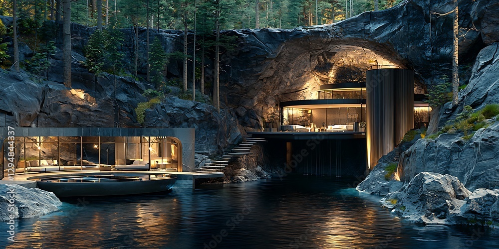 Obraz premium Spectacular Cliffside Home, Where Architecture Meets Natural Beauty