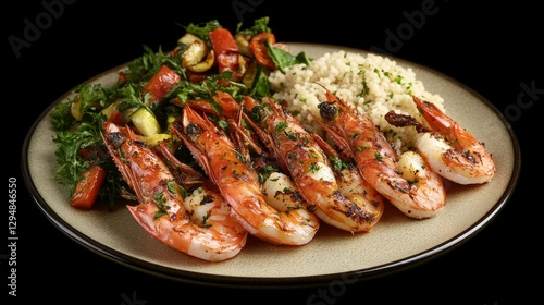 Grilled Prawns with Roasted Vegetables and Couscous