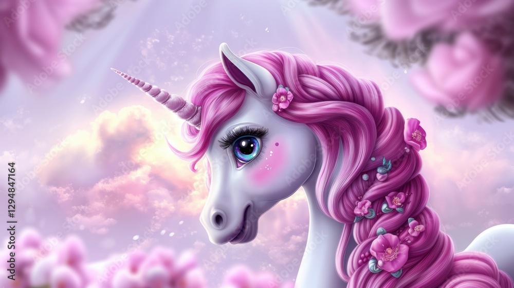 Fototapeta premium Beautiful unicorn character in Spring