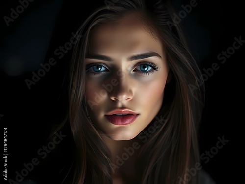woman portrait, soft soft light, created with generative A.I.