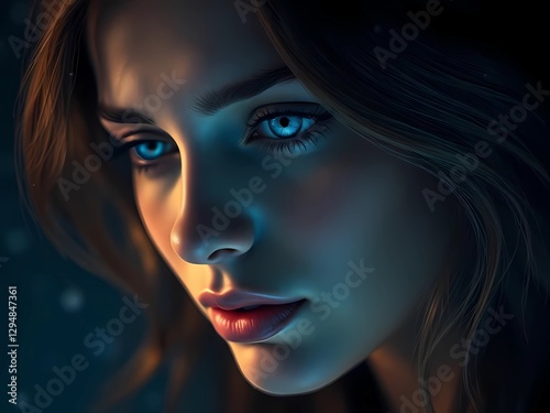woman portrait, soft soft light, created with generative A.I.
