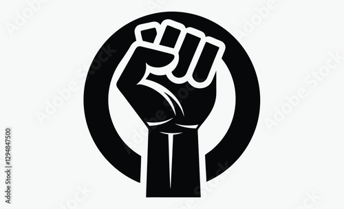 Raised fist silhouette, protest symbol vector, black power icon