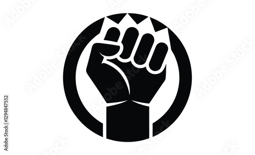 Raised fist silhouette, protest symbol vector, black power icon