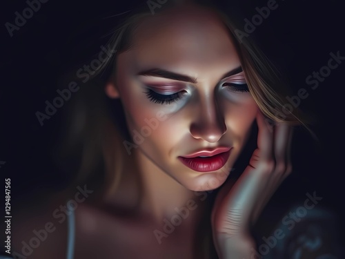 woman portrait, soft soft light, created with generative A.I.