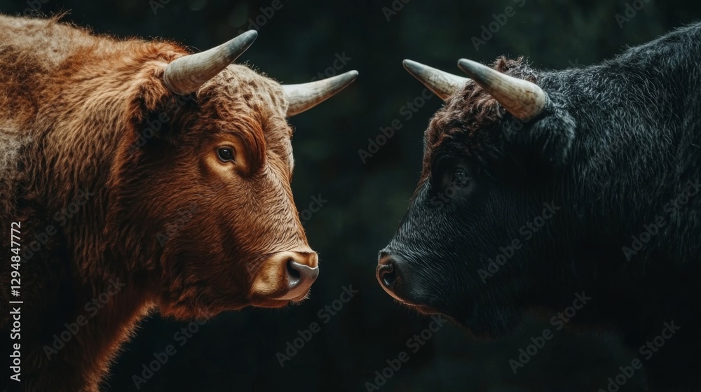 custom made wallpaper toronto digitalTwo Bulls Facing Each Other Close Up